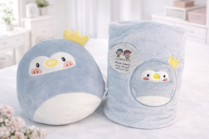 Manta bebe con cojin Manta bebé con cojín sin nombre suave