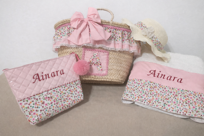 Capazo personalizado con nombre y tela a elegir para verano