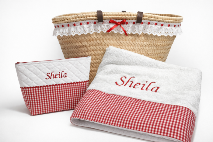 Capazo personalizado con nombre y tela a elegir pack verano